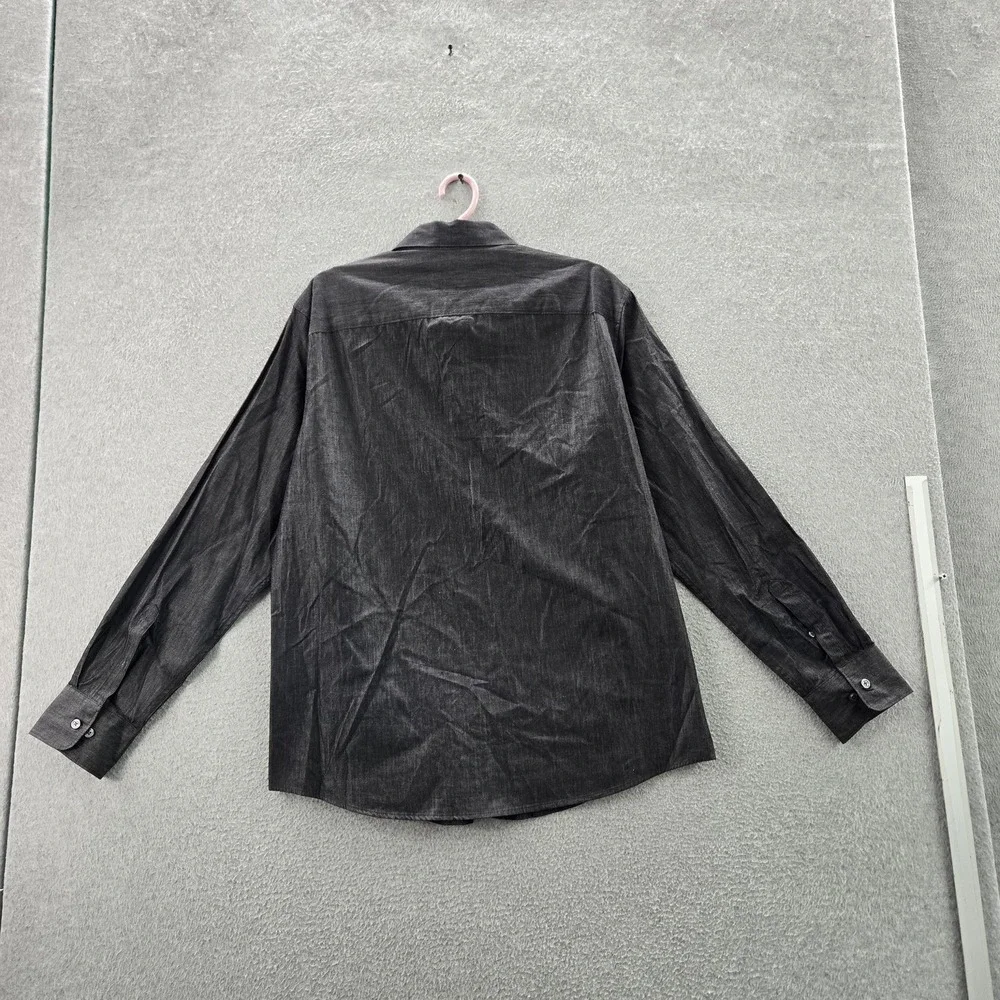 Claiborne Men Button Up Shirt L‎ Gray Classic Long Sleeve
